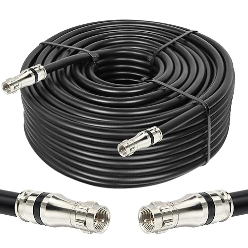 MOOKEERF RG11 Coaxial Cable - 150ft F Type Low Loss 14AWG 75ohm High Definition for CATV Satellite VHF/UHF Radio TV Antennas