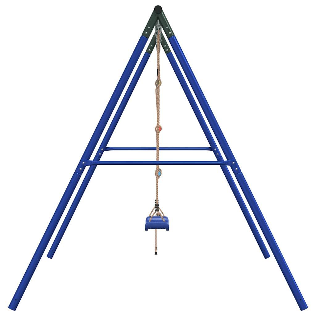 Schaukel-Set mit Schaukelsitz, Strickleiter und robustem Stahlgestell für Garten, Terrasse und Spielplatz, belastbar bis 100 kg, fördert Bewegung, Motorik und Abenteuer im Outdoor-Bereich