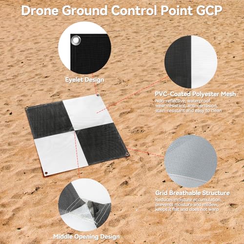 Image of 24''X24'' Drone Survey Ground Control Point GCP, UAV Aerial Survey Mapping Target, GCP Survey with Center Pass Through, Visible from 400 Feet, Compatible with Surveying Equipment, 2 pcs
