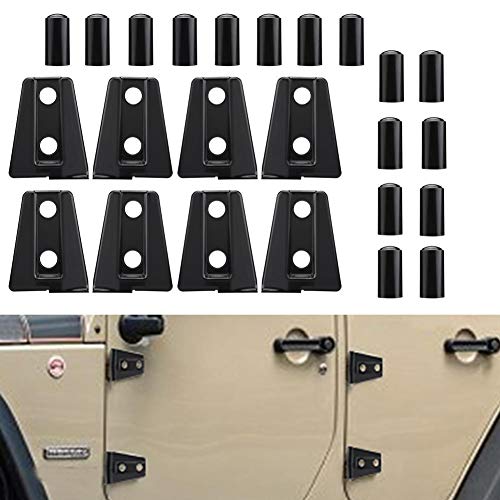 Car Door Hinge Cover Trim Delaman Door Hinges for Wrangler JK Unlimited 4-Door 2007-2018 8pcs Black