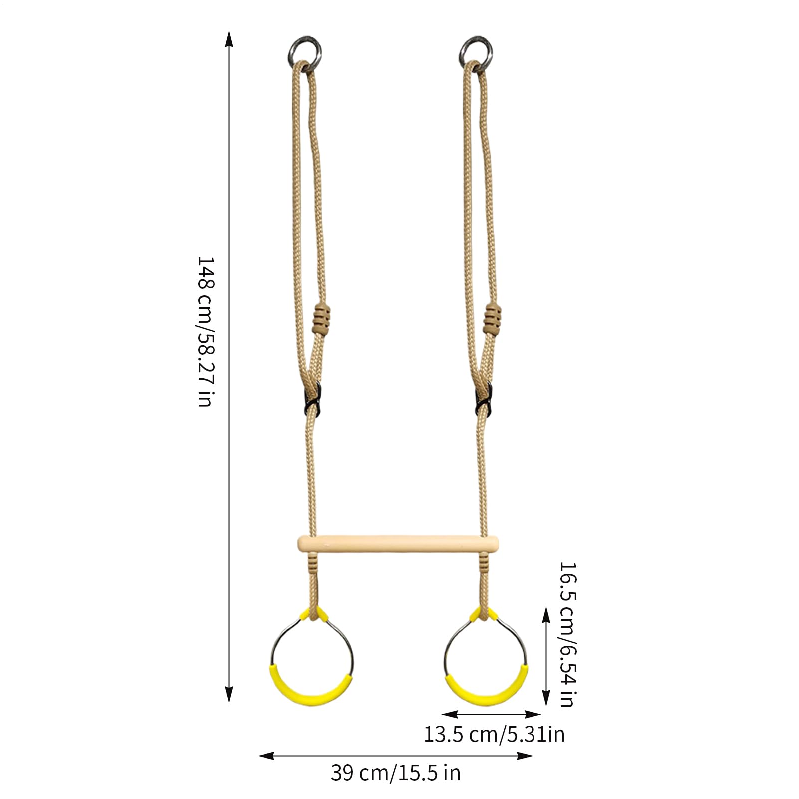 Anneaux de Gymnastique,Jeu de Balançoires pour Arrière-Cour avec Anneaux Métalliques | Équipement de Jeu Extérieur avec Parcours d'obstacles et d'Équilibre pour Installation sur Arbres ou