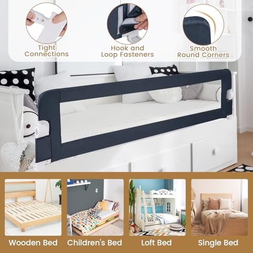 Image of BABY JOY Bed Rails for Toddlers, Extra Long, Swing Down Safety Bed Guard for Convertible Crib, Folding Baby Bedrail for Kids Twin, Double, Full Size Queen & King Mattress (71 inch, Dark Gray)