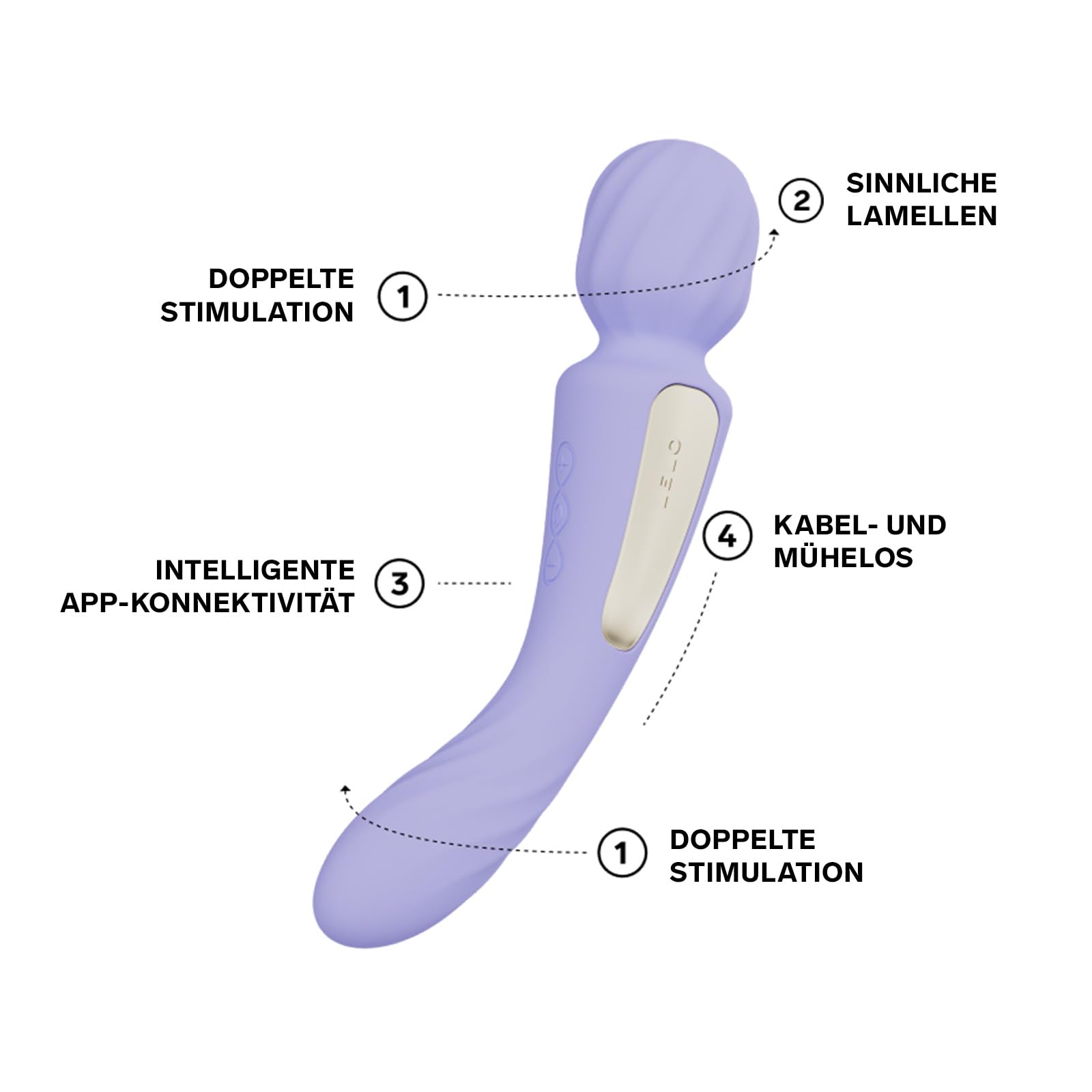 LELO SWITCH Massagestab Sex Spielzeug für die Frau mit Bluetooth-App und 12 Lusteinstellungen, Dildo Vibrator, Vibratorensets für Frauen Klitoris Sexspielzeug Frau, Sex Toy, Doppelvibrator (Lilac)