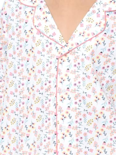 Image of Girls Premium Cotton Full Sleeves Printed Nightsuit Set | Collar Style Night Dress for Girls | Soft & Breathable Pajama Set | Trendy Kids Sleepwear & Nightwear