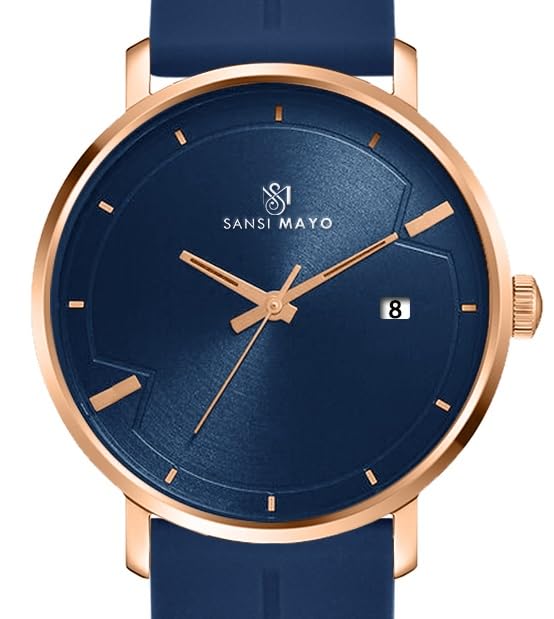 Image of Analog Watch for Men with Silicone Band | Magnetic Lock Strap | Japanese Quartz Movement | Water Resistant | Formal & Casual Wristwatch Gift