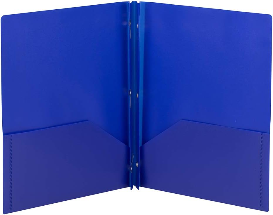 Smead Poly TwoPocket Folder, ThreeHole Punch Prong Fasteners, Letter