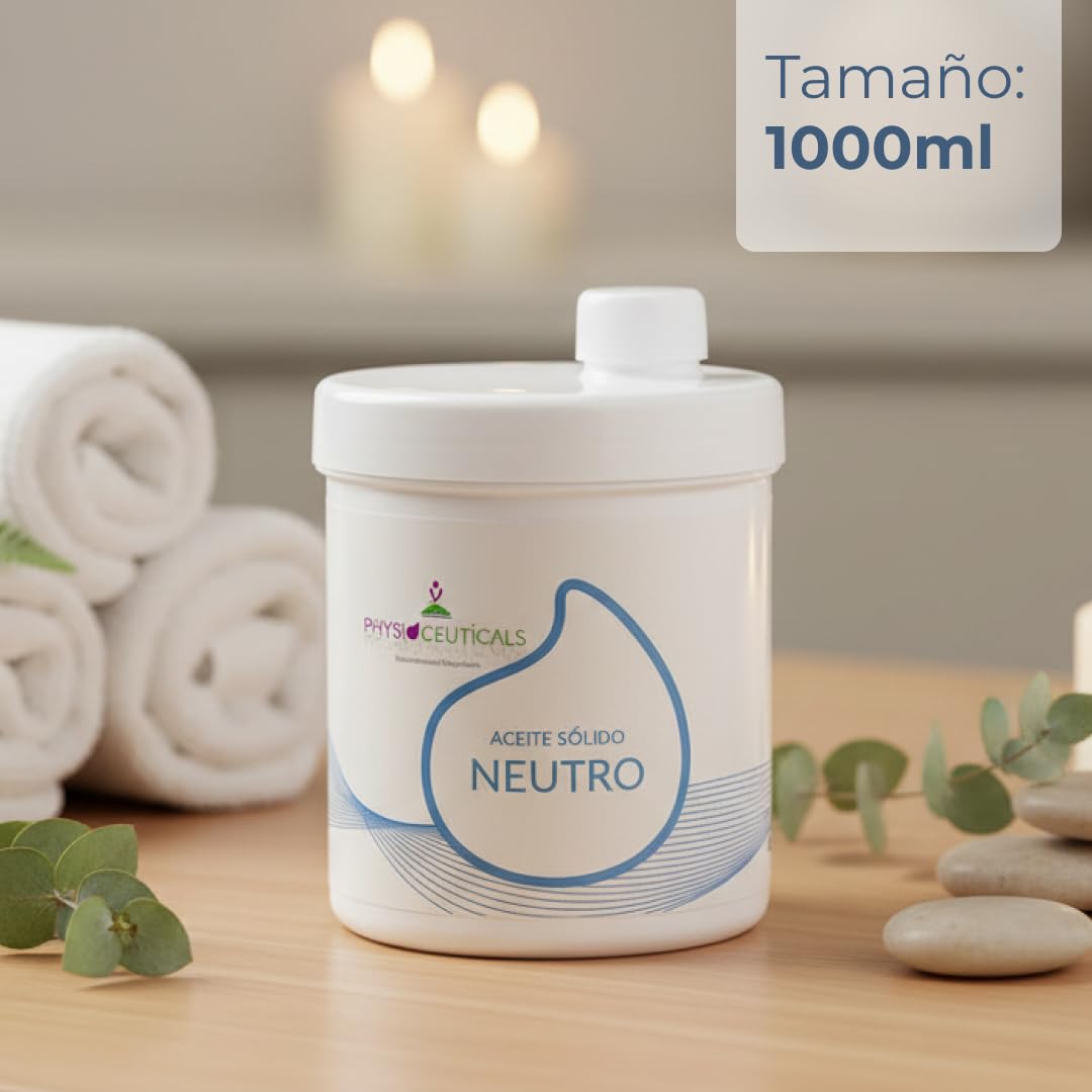 PHYSIOCEUTICALS - Aceite Sólido Neutro Masaje 1000ml - Base Profesional sin Perfume para Fisioterapia y Quiromasaje - Se Funde al Contacto Ideal para Deportistas