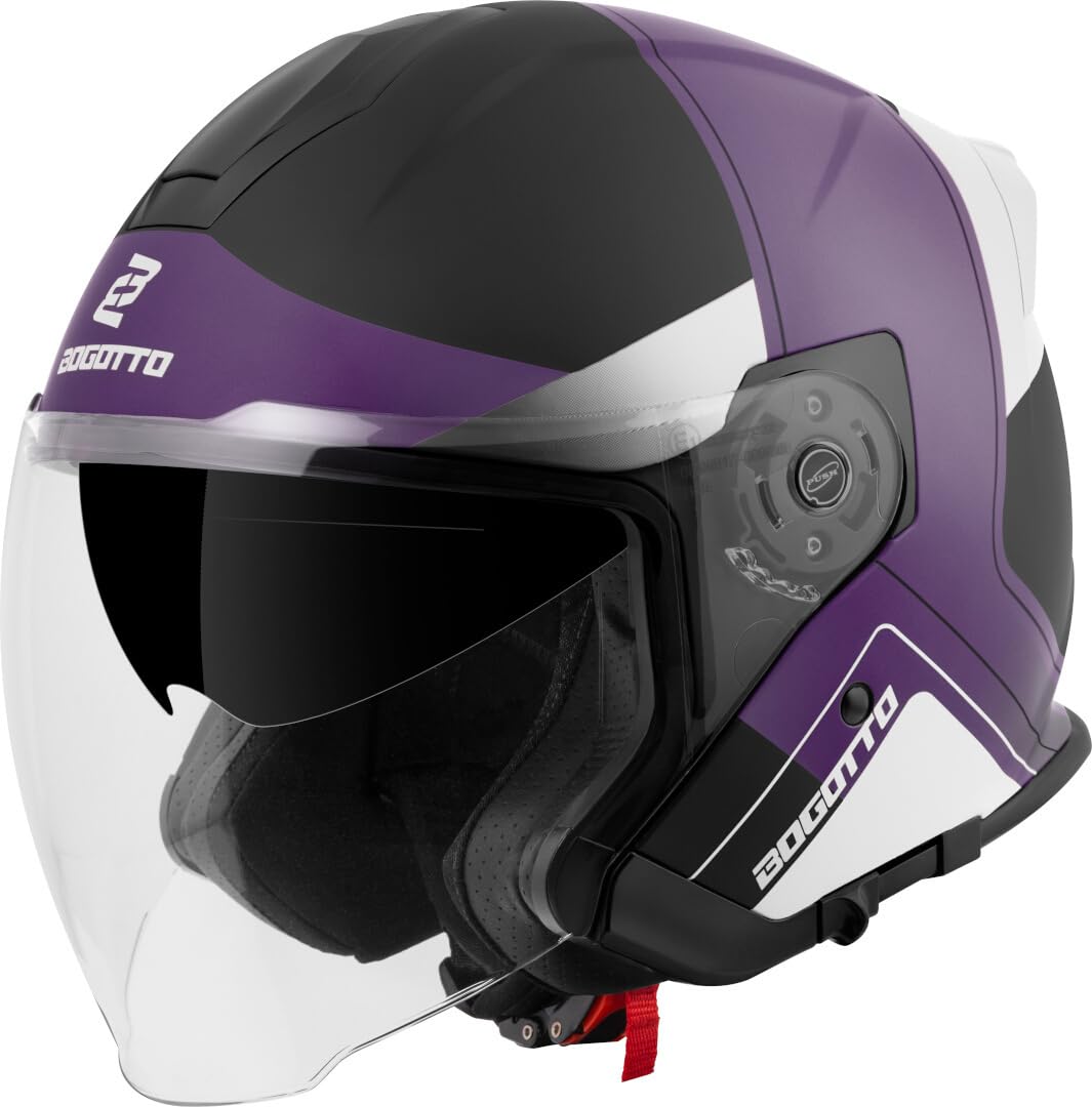 Bogotto H586 City-B Casco Jet, nero opaco/grigio/bianco, XS