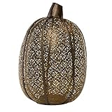 tag Pumpkin Pillar Candle Holder Halloween Decorations Thanksgiving Fall Décor Metal Antique Bronze