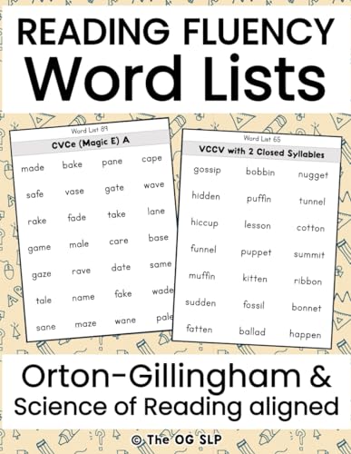 Reading Fluency Word Lists for Orton-Gillingham and Science of Re...