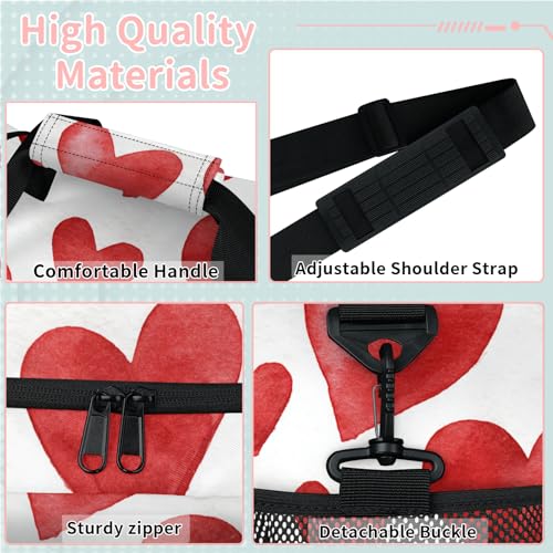 Love Colorful Red Travel Duffel Bag Weekender Overnight Bags for Women Men Foldable Waterproof Tote Bag with Trolley Sleeve3