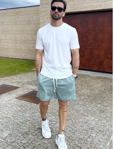 Image of Deyeek 5.5 Inch Mens Pajama Shorts Sleep Cotton Lounge PJ Lightweight Elastic Waist Drawstring Nightwear Bottom with Pockets