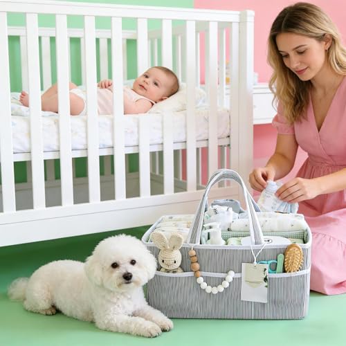 Organisateur de table à langer en canevas, le cadeau de naissance idéal