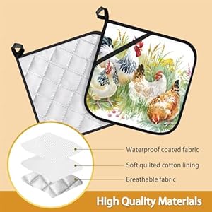 Chickenroosterfarmpotholdersetof2heatresistantpotholdersovenhotpadsforkitchencookingbakingbbq Urban Country Home Decor Chicken rooster farm pot holder set of 2heat resistant potholders oven hot pads for kitchen cooking baking bbq urban country home decor