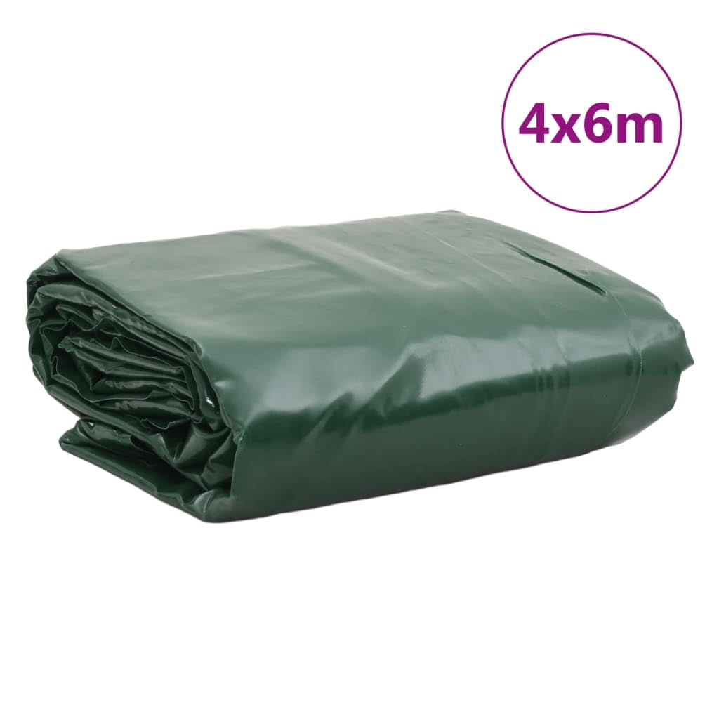 Telone verde 4 x 6 m, 650 g/m², rivestito in PVC, resistente alle intemperie, per giardino, terrazza, balcone, garage, per mobili in legno, auto, barca, rimorchio
