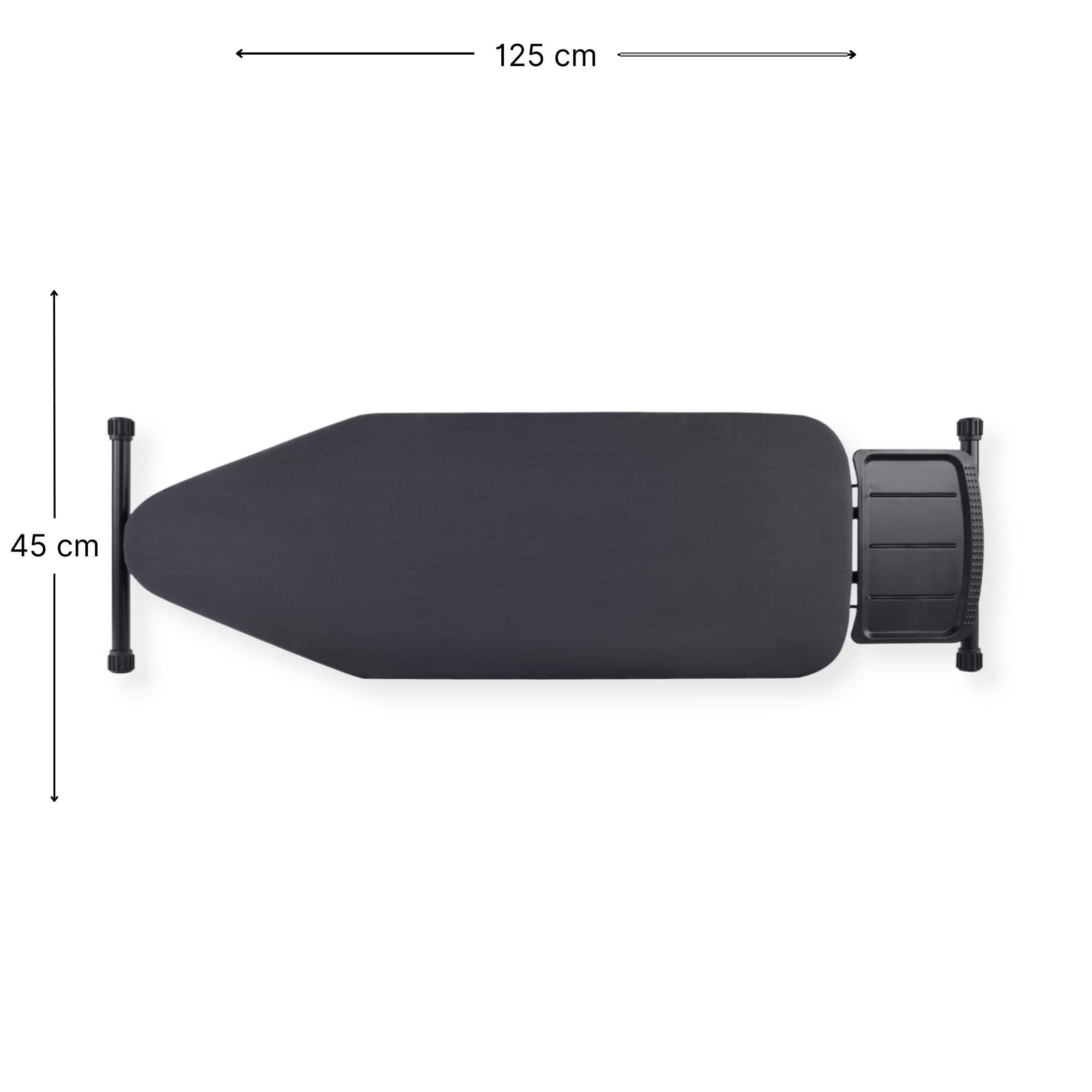 SensaHome Asse da Stiro – Tavolo da Stiro Pieghevole con Supporto per Stiratrice a Vapore – 125x45 cm – Denim Nero