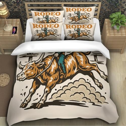 Housse de couette cowboy rodéo avec fermeture éclair facile lit simple - 5