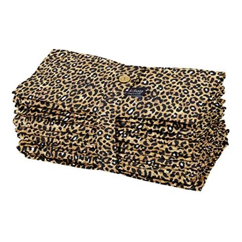 S4Sassy Orange Leopard Printed Dinner Napkins Cover