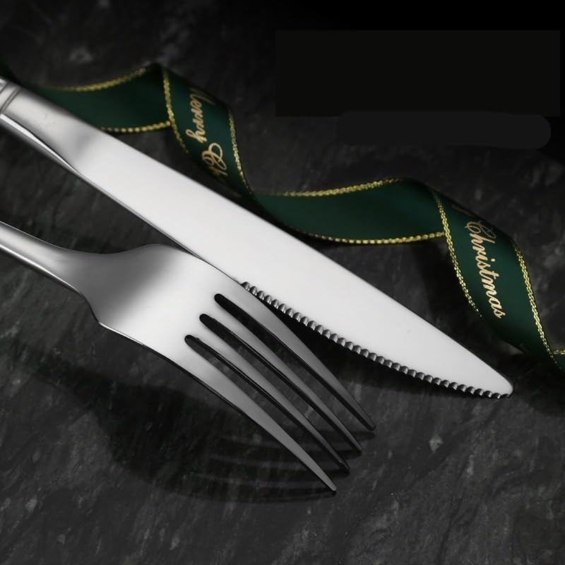Juego de Cubiertos de Plata, 6/24/36/48/60/72 Piezas, vajilla de Acero Inoxidable 304, Cuchillo y Tenedor de Cola de Pescado de Doble Cara, Cuchara, Cuchillo para Carne doméstico y