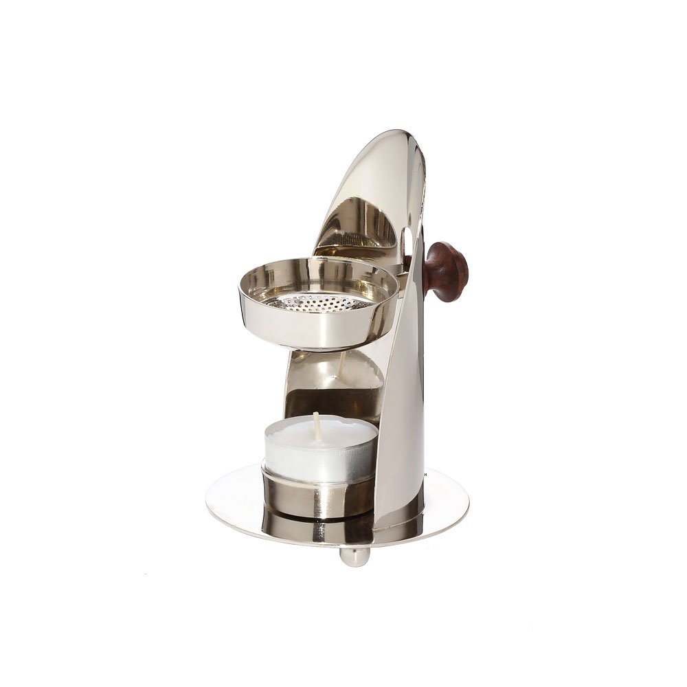 Nklaus Silver Adjustable Incense Burner With Wooden Handle Nickel Plated Incense Burner For Incense Incense Herbs Operating Mode Tealight 1527
