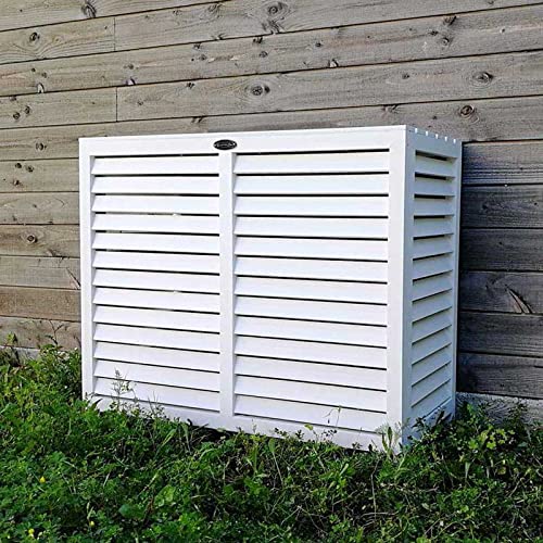 PELICAN Cache Climatiseur Extérieur Bois Composite Imputrescible Caisson Anti-Insectes Moisissure Blanc Taille L