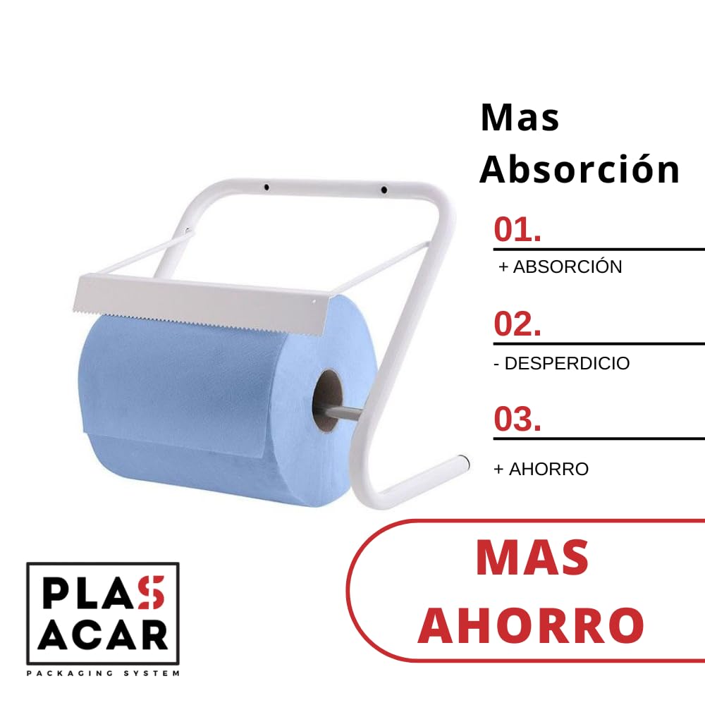 Bobina Papel Secamanos Mecha AZUL 100% Celulosa Virgen Pack 6 Unidades