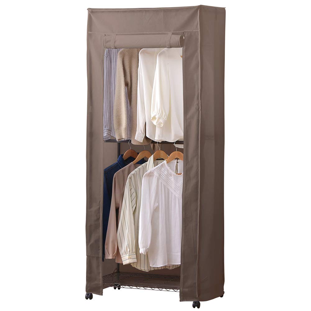 いけちゃん⭐︎【送料無料】パイン材　ワードローブ　カバー付 ハンガーラックカバー ルミナスパーツ ワードローブ 幅92×奥行46×高さ