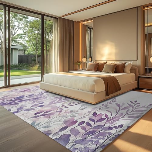 Alfombras para sala de estar con diseño de hojas lavables para un salón acogedor 7