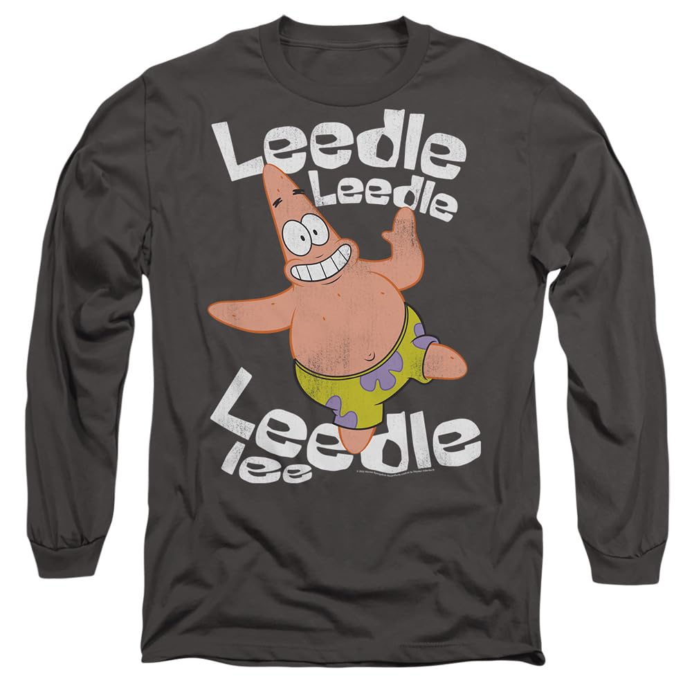 Spongebob Singing Patrick Mens Long Sleeve T Shirt, Charcoal, Large