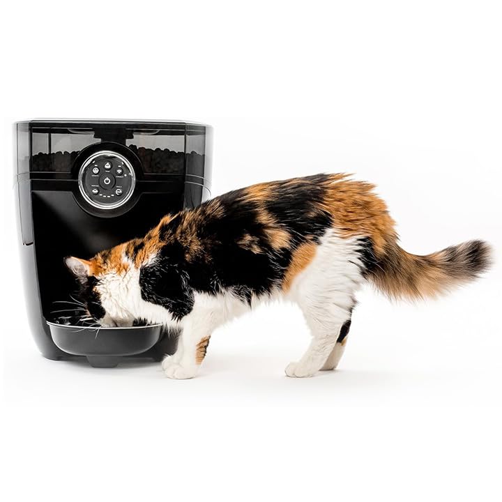 Feeder-Robot by Whisker Black with Smoke-Grey Hopper; Smart Automatic Pet Feeder Feed Your Cat or Dog from Anywhere Designed & Assembled in USA