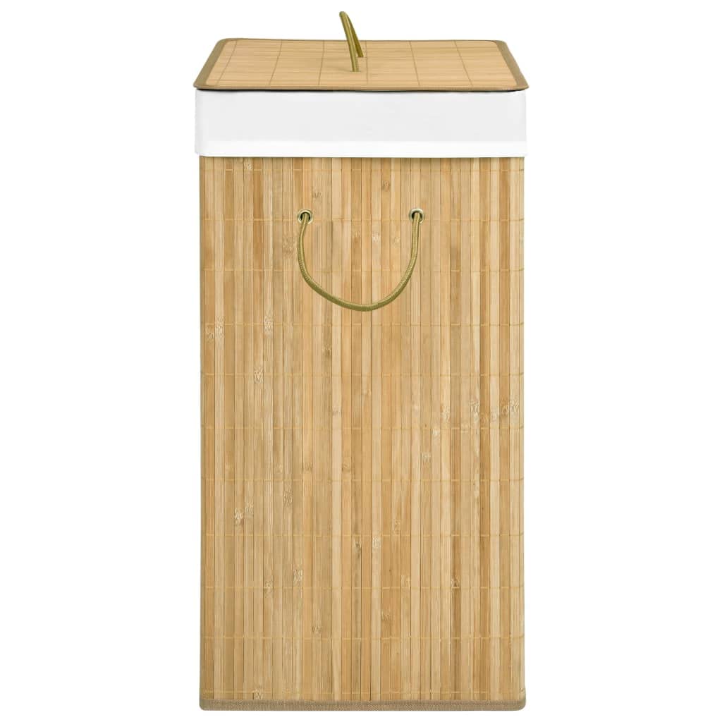Cesto de bambú para la colada con 2 compartimentos de 100 litros de capacidad, bolsa interior extraíble y asas, cesta de almacenamiento plegable para la colada con forro interior transpirable