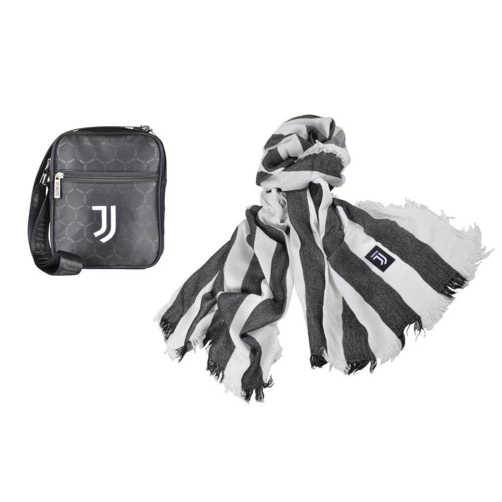 Set Box Idea Regalo Natale o Compleanno, 2 prodotti JUVENTUS, Sciarpa e Borsello, Prodotto Ufficiale JUVENTUS 134008