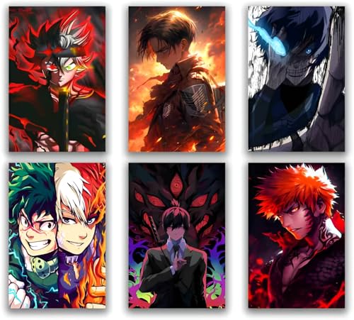 Image of Posternet Anime Style Poster Set for Wall Decoration Set of 24 | HD Printed Aesthetic Action Wall Art | Premium Glossy Finish Posters for Bedroom, Gaming Room & Living Space