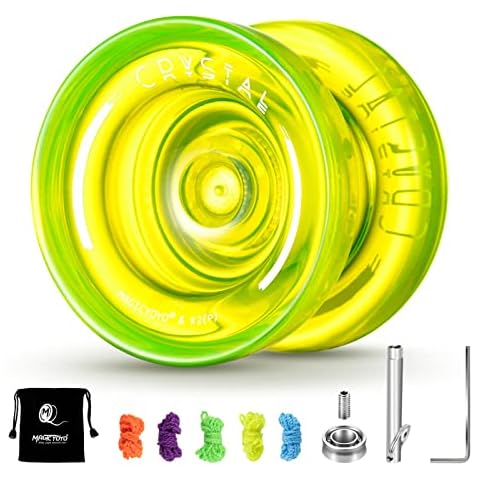 MAGICYOYO K2 Crystal Zweizweck-Yoyo, reaktionsschnelles JoJo für Kinder, professionelles JoJo mit Nicht reagierendem Ersatzlager für Fortgeschrittene + Yoyos-Zubehörset (Crystal Lemon) Cover