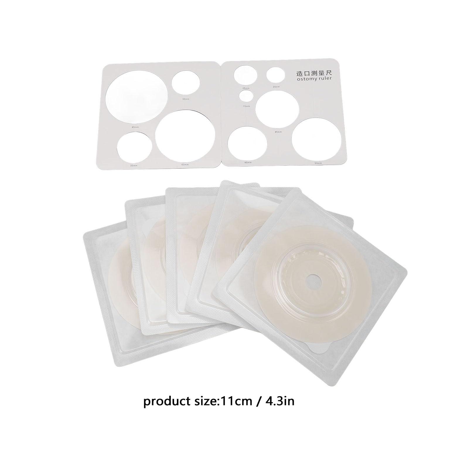 5pcs Ostomy Barrier Rings with Ostomy Ruler,Stretchable Ostomy Barrier Strips Hydrocolloid Soft Skin Extender Rings for Colostomy Bags