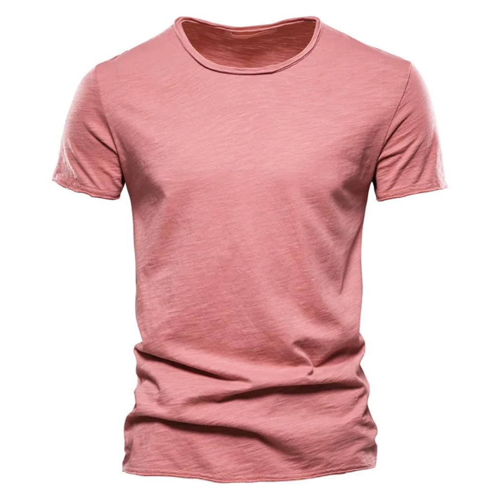 T-shirt da uomo a maniche corte in cotone girocollo sottile stretch top t-shirt tinta unita abbigliamento casual