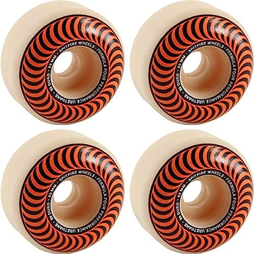 Spitfire Wheels Formula Four Classic Swirl White W/Orange Skateboard Wheels - 53Mm 99A (Set Of 4) #TOP8