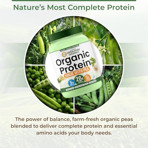 Image of Vlado's Himalayan Organics Organic protein Powder I Plant protein I 28G Protein , 5G BCAA I Made with 100% Organic Pea's I Clean & Vegan Protein I Lab Tested I Fast Absorbing, No Bloating, Easy to Digest | Faster Muscle Recovery I Unflavoured - 500 Grams
