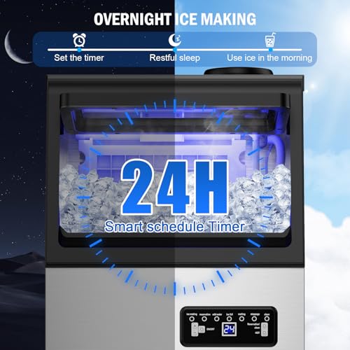Image of 120LBS Undercounter Commercial Ice Maker, Freestanding Commercial Ice Machine, Built-in Ready Ice Maker Machine, 22LB Storage, Self-Cleaning, Dual Water (Tap /Bottled) - for Bar, Restaurant, Office