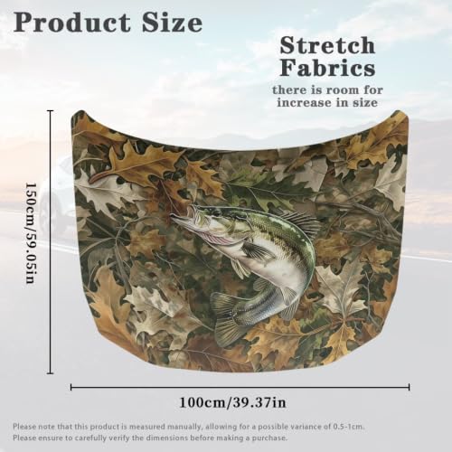 Image of Renewold Car Hood Cover, Vehicle Sedan Hood Wrap Blanket, Fish Camo Hunting | Elastic for Outdoor Indoor Holiday Party Camping Travel Easy Install, Women Men Automotive Exterior Accessories