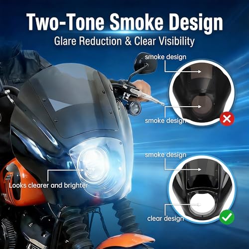 Image of Quarter Fairing Windshield Kit for Harley Softail Street Bob FXBB FXBBS Softail Standard FXST 2018-2024, Motorcycle Front Fairing Two-Tone Windscreen, Quick-Release 49mm Fork Clamps