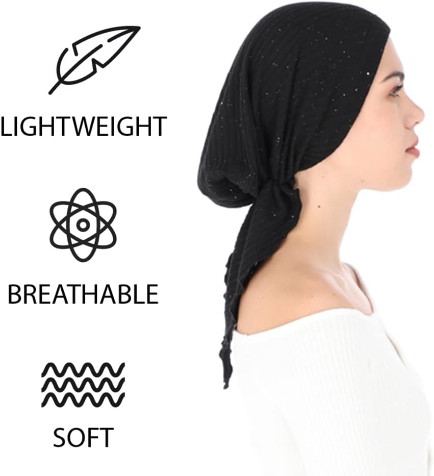 Madison Headwear Pretied Head Scarves for Women Featuring A Unique Sparkly Foil Finish and Stretchy Ribbed Fabric - Image 5
