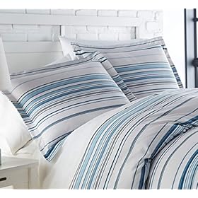 Coastal Stripes Collection - Premium Quality, Soft, Wrinkle, Fade, & Stain Resistant, Easy Care, Oversized Duvet Cover… 51pjonRk4aL. SS280
