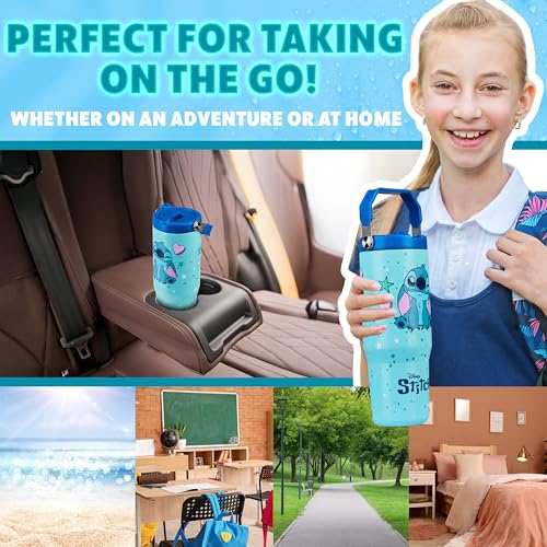 Image of Get Trend Disney Stitch Tumbler with Straw 30oz Kids Teens Insulated Cup with Lid Handle Travel Mug Cups with Lids for School Sports Gifts for Kids (Blue Stitch)