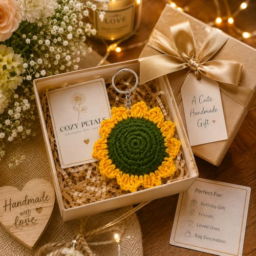 Image of Handmade Crochet Keychain Flower Design