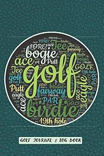 Golf Journal & Log Book: Track and Improve Your Game In 12 Weeks | Typography Art in Golf Ball Shape on Cobalt Blue Faux Leather Design