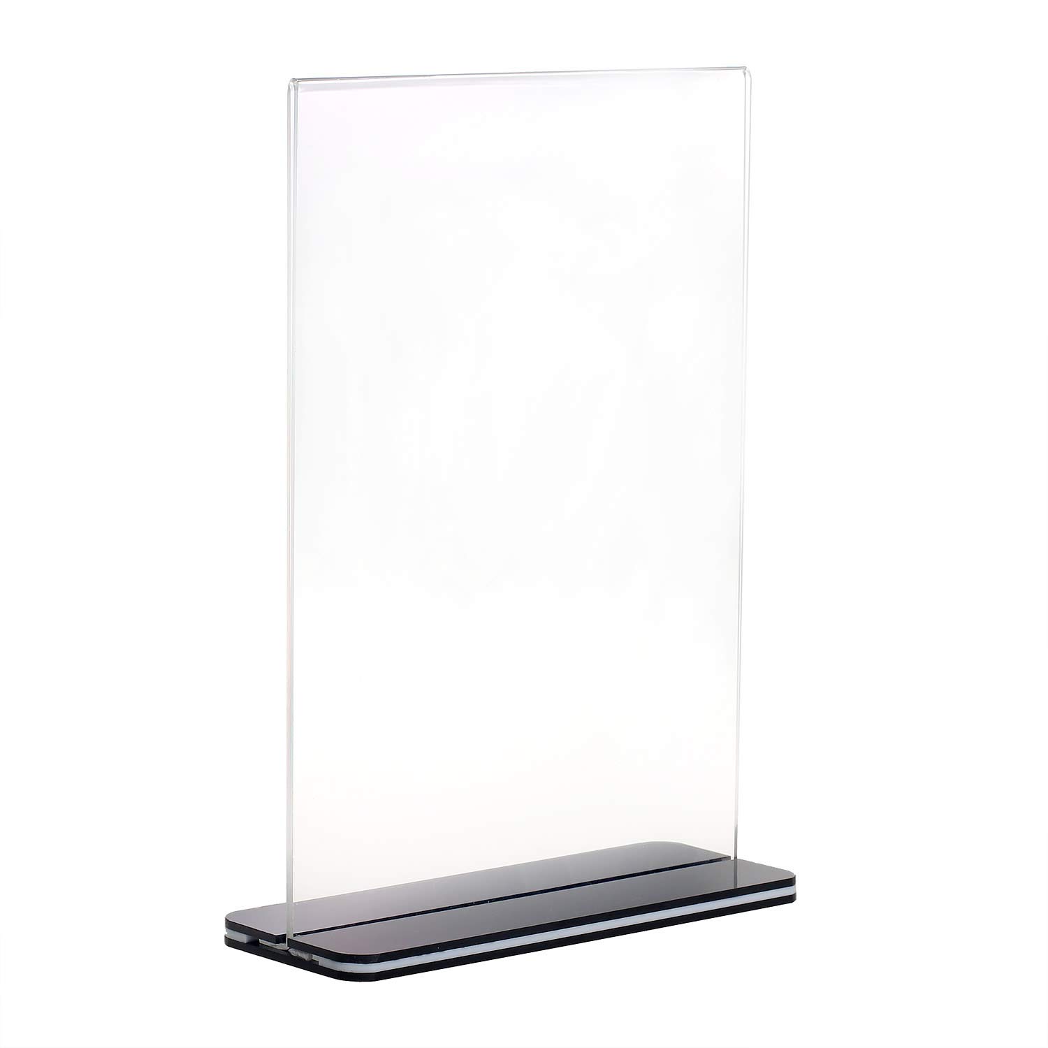 TUKA 20x A5 Menu Soporte Doble Cara, Forma de T con Base, Soportes de Sobremesa para Carteles, Menús, Promociones, Porta Carteles. T Expositor de Mesa, Acrílico Transparente, Vertical TKD8205-A5-20x