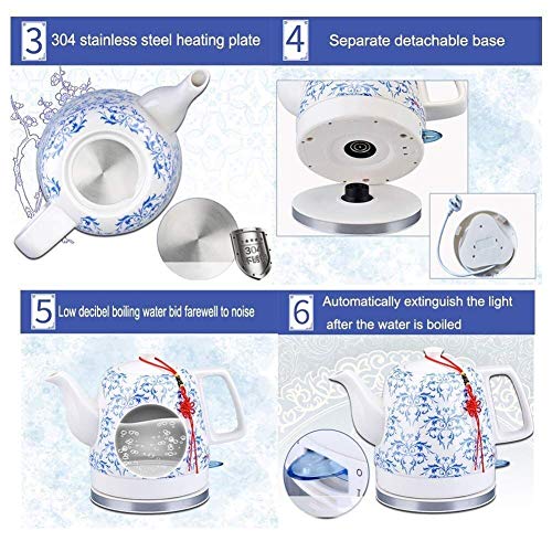 Kettle eléctrico cerámico inalámbrico 1.2L 1200W miniatura 5
