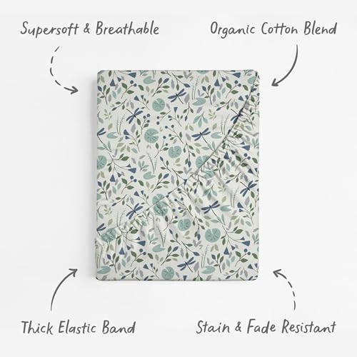 Image of Crib Sheets for Boys & Girls - 2 Pack Fitted Baby Crib Sheets Neutral for Standard & Toddler Bed Mattress - Buttery Soft Organic Cotton Blend (Stillwater Pond)
