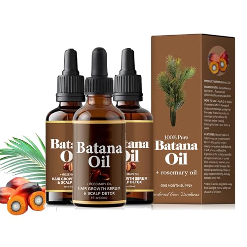 Aceite de batana para el crecimiento del cabello con romero infundido, mejora el cabello y el resplandor de la piel, reducen la pérdida de pelos, nutre el aceite para todo el cabello. (3PCS)